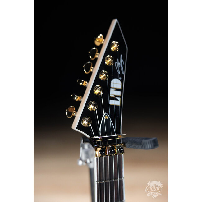 ESP LTD Alexi Laiho Arrowhead 20th Anniversary Guitar – Black w/Yellow Pinstripe