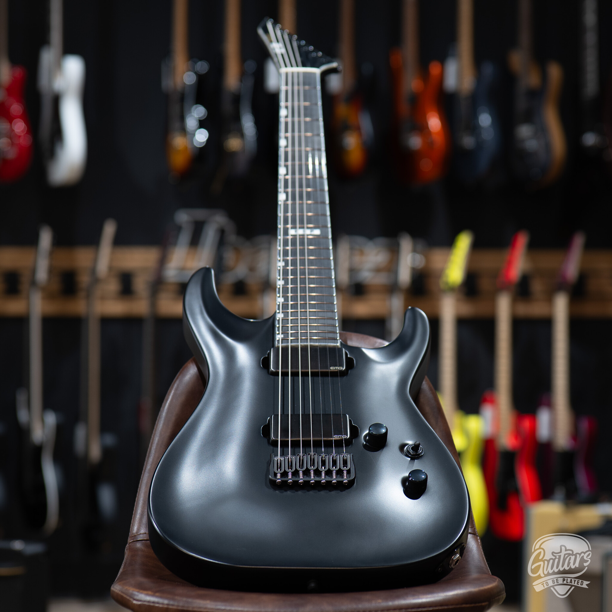 ESP E-II Horizon NT-7B Hipshot 7-String Baritone w/ Case – Black