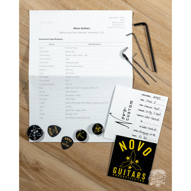 Novo Custom Miris J Semi-Hollow w/ Lollar Firebirds – Charcoal Frost