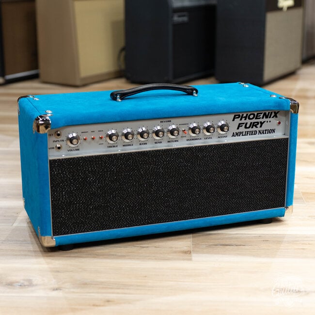Amplified Nation Phoenix Fury 50W Head w/ '80s Skyliner Pre – Turquoise Suede