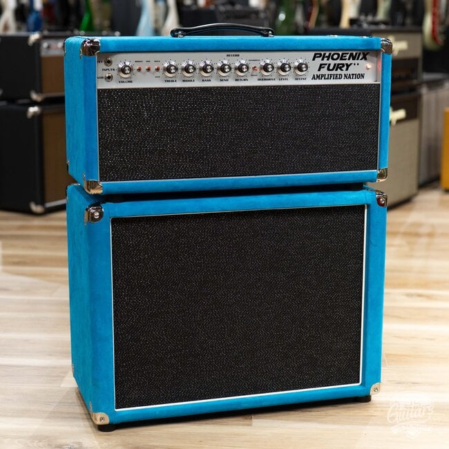 Amplified Nation Phoenix Fury 50W Skyliner Head & EV 112 Cab – Turquoise Suede