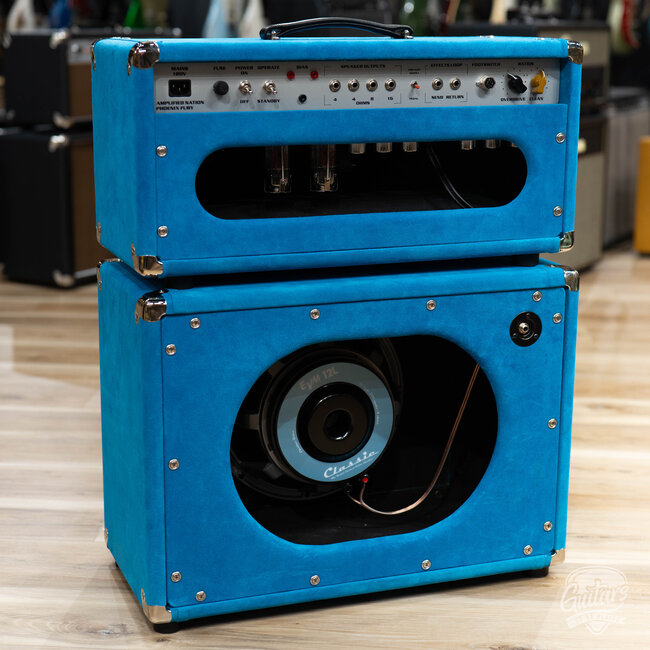 Amplified Nation Phoenix Fury 50W Skyliner Head & EV 112 Cab – Turquoise Suede