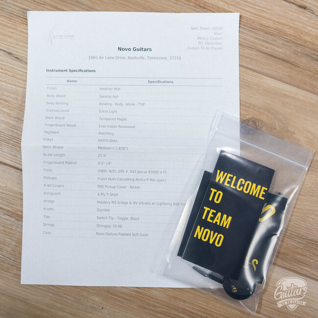 Novo Custom Miris J Semi-Hollow w/ Fralin Alnico P-90s – Heather Mist