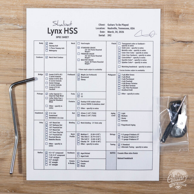 Shabat Lynx HSS Alder S-Style w/ Flame Maple & Stainless Frets – Cosmic Blue