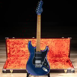 Shabat Guitars Shabat Lynx HSS Alder S-Style w/ Flame Maple & Stainless Frets – Cosmic Blue
