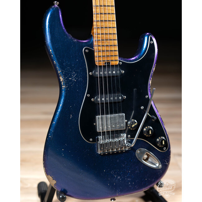 Shabat Lynx HSS Alder S-Style w/ Flame Maple & Stainless Frets – Cosmic Blue
