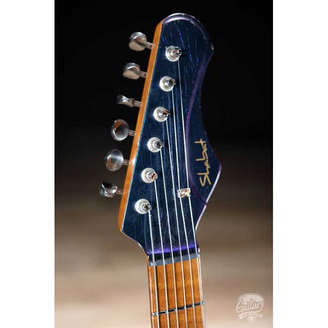 Shabat Lynx HSS Alder S-Style w/ Flame Maple & Stainless Frets – Cosmic Blue