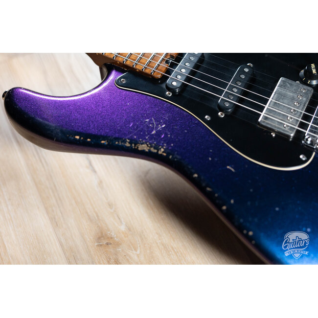 Shabat Lynx HSS Alder S-Style w/ Flame Maple & Stainless Frets – Cosmic Blue