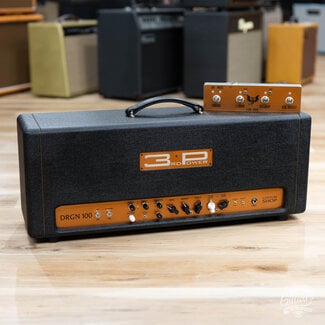 3rd Power Amplification 3rd Power DRGN Dragon 100 Custom Shop Amp Head w/ 4-Button FTSW – Black & Gold