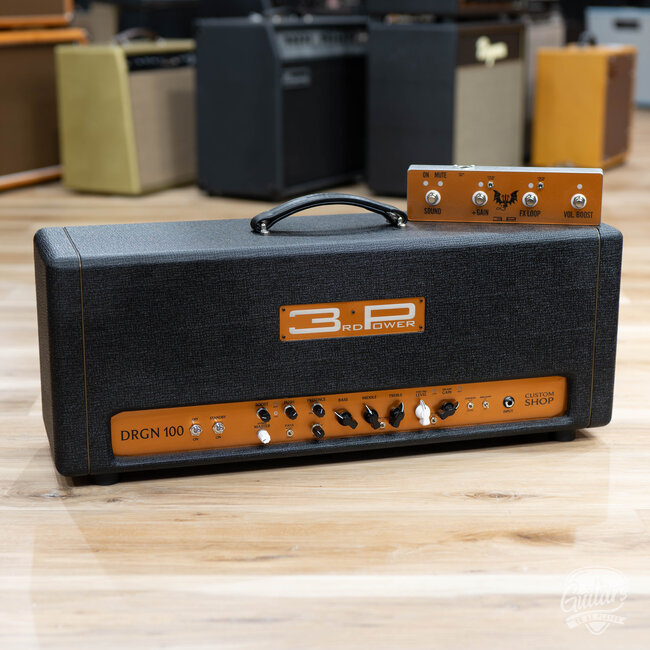 3rd Power Dragon DRGN 100 Custom Shop Amp Head w/ 4-Button FTSW – Black & Gold