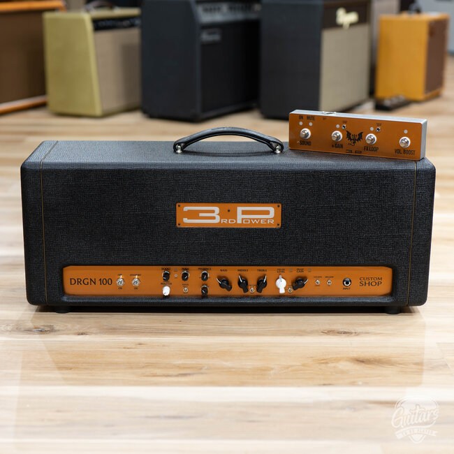 3rd Power Dragon DRGN 100 Custom Shop Amp Head w/ 4-Button FTSW – Black & Gold