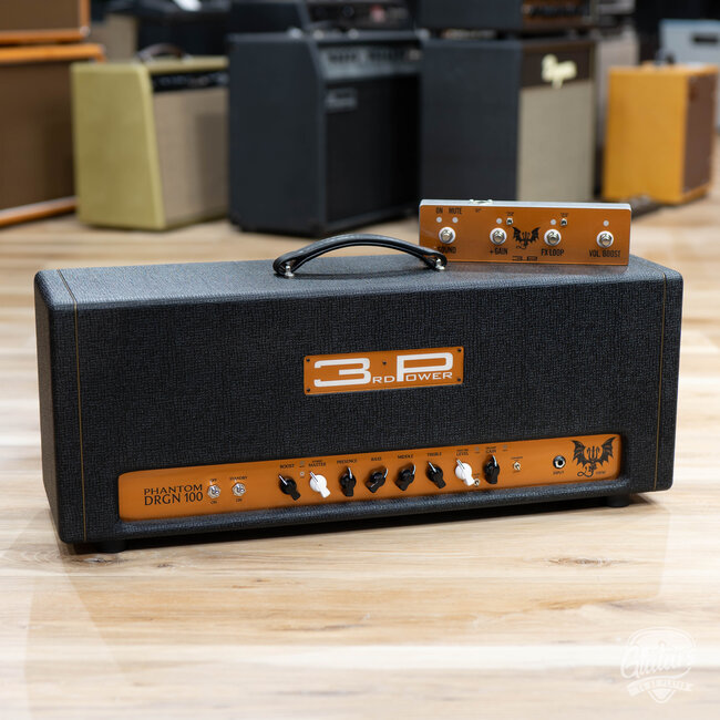 3rd Power Dragon Phantom DRGN 100 Amp Head w/ 4-Button FTSW – Black & Gold