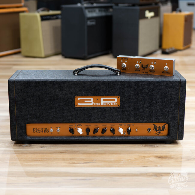 3rd Power Dragon Phantom DRGN 100 Amp Head w/ 4-Button FTSW – Black & Gold