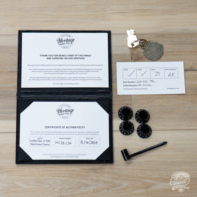 2024 Heritage Custom Core H-535 Guitar w/ Case – Transparent Cherry