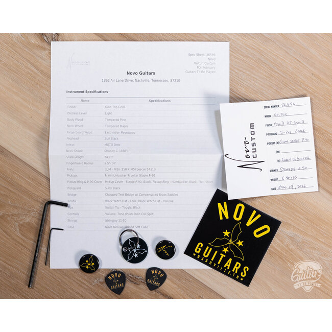 Novo Custom Voltur V2 Staple P-90/Humbucker Guitar – Gold Top Gold