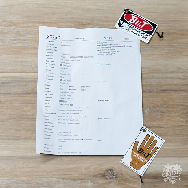 2020 Bilt Volaré Semi-Hollow Guitar w/ Case – "Hollywood Hills" Satin Burgundy Mist