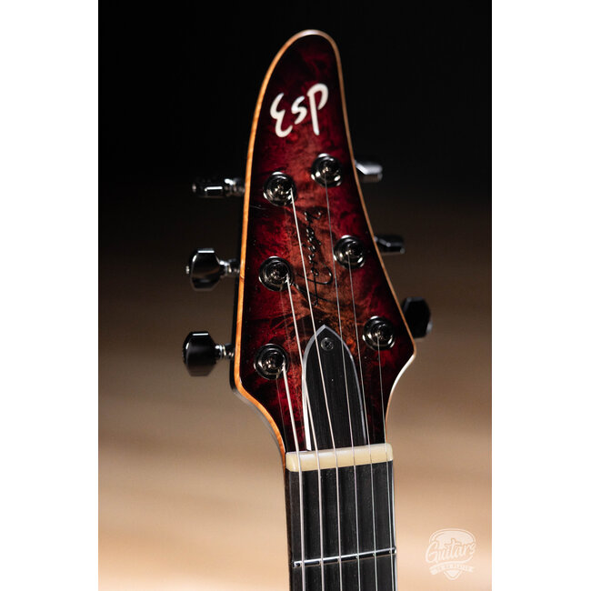 ESP Horizon NT CTM Burled Maple Top Guitar w/ Case – See Thru Red Burst
