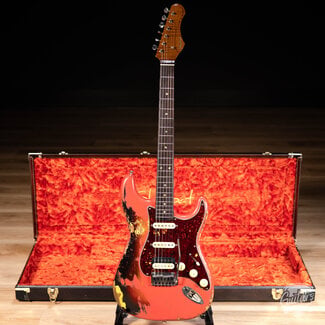 Shabat Guitars Shabat Lynx HSS Swamp Ash S-Style w/ Stainless Frets – Fiesta Red over 3TSB