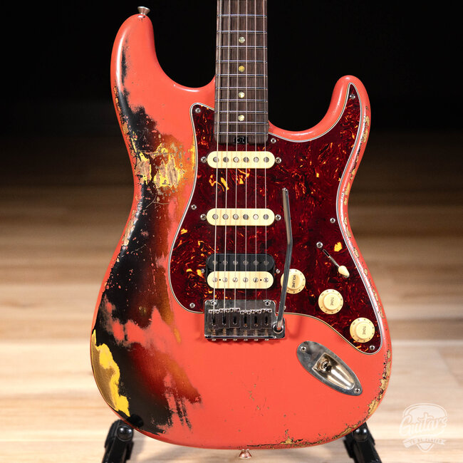 Shabat Lynx HSS Swamp Ash S-Style w/ Stainless Frets – Fiesta Red over 3TSB