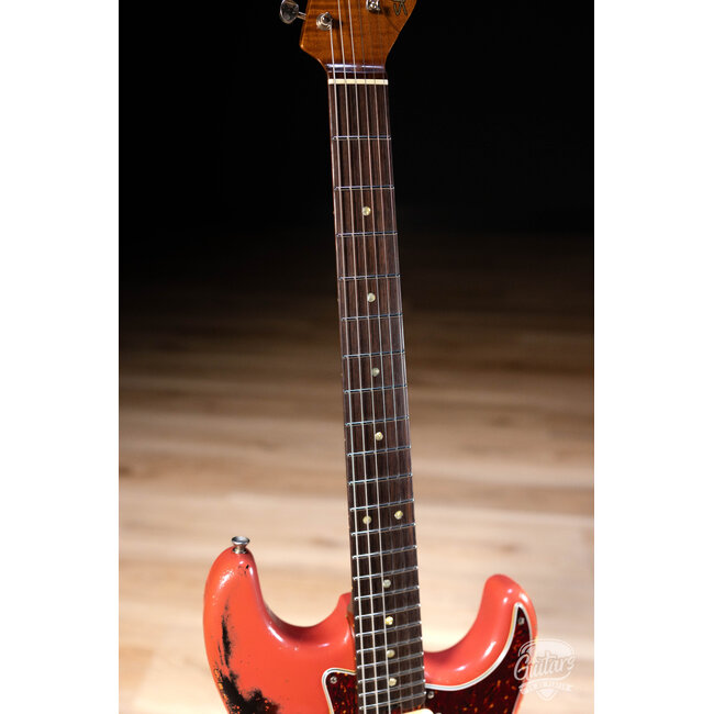Shabat Lynx HSS Swamp Ash S-Style w/ Stainless Frets – Fiesta Red over 3TSB