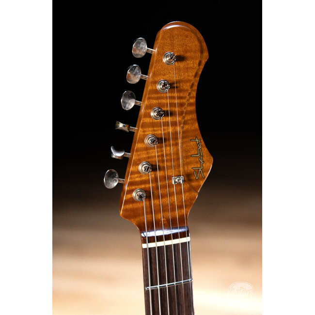 Shabat Lynx HSS Swamp Ash S-Style w/ Stainless Frets – Fiesta Red over 3TSB