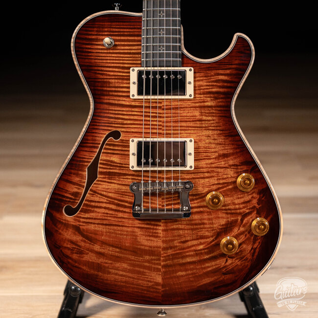 Knaggs Kenai T1 Flame Top Hollowbody Guitar w/ Ebony Fretboard – Fire (Gloss)