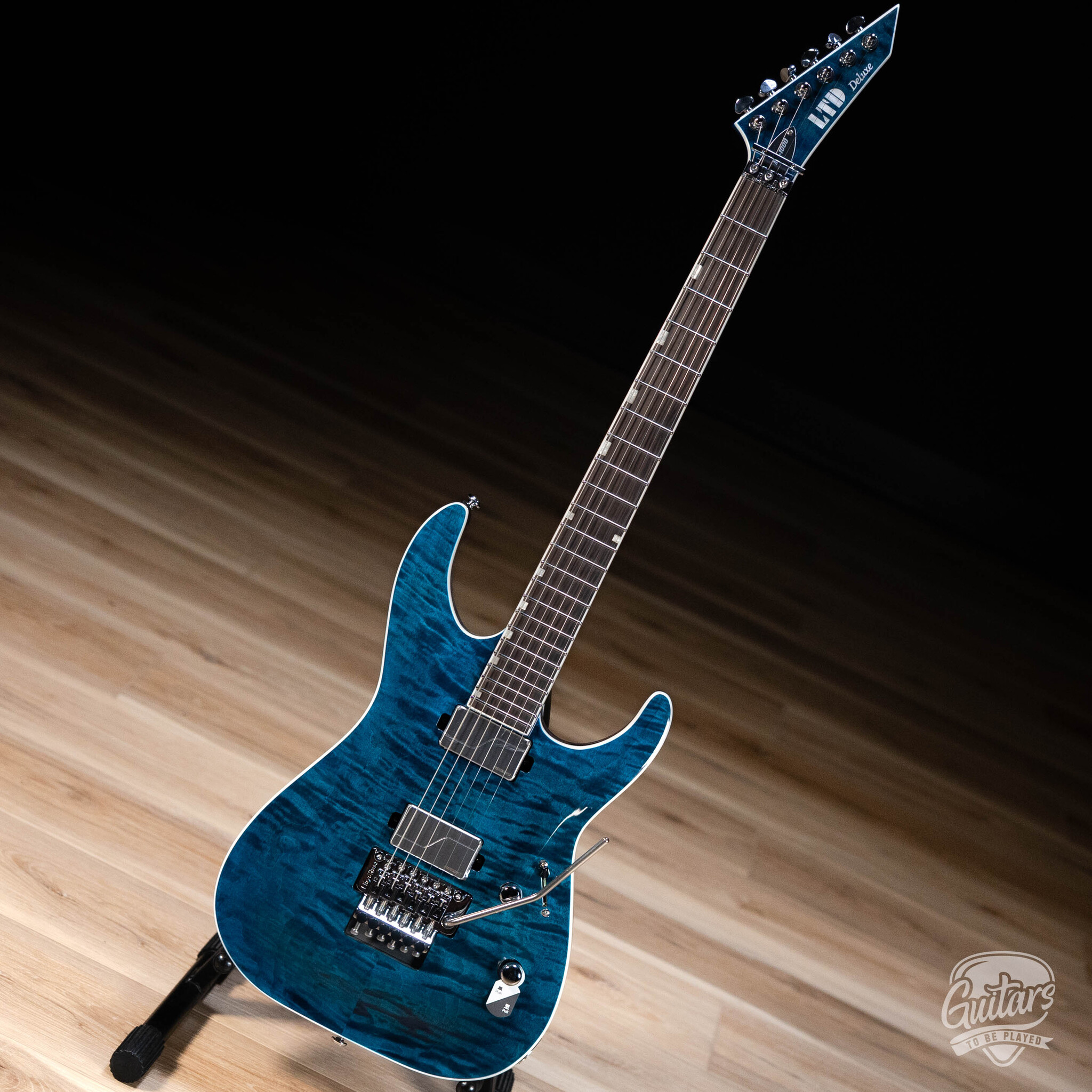 ESP LTD MH-1000 QM Fishman Fluence Floyd Rose Guitar – Black Ocean
