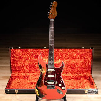 Shabat Guitars Shabat Lynx HSS Swamp Ash S-Style w/ Stainless Frets – Fiesta Red over 3TSB