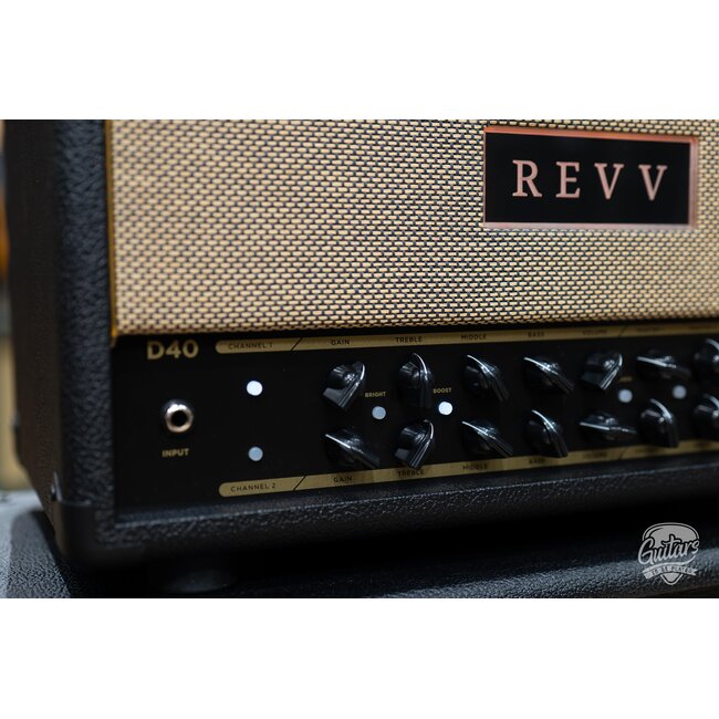 Revv D40 40/10W 6L6 2-Channel Tube Amp Head w/ 1x12 Cab & Speaker Cable – Black
