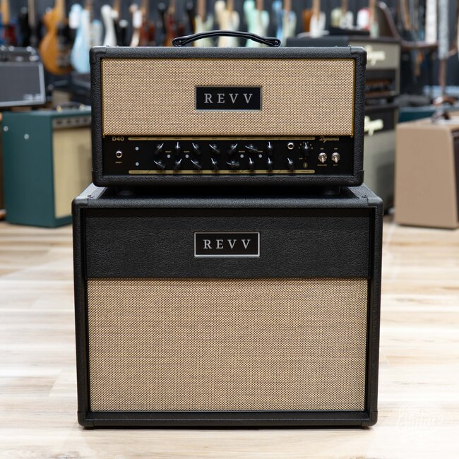 Revv D40 40/10W 6L6 2-Channel Tube Amp Head w/ 1x12 Cab & Speaker Cable – Black