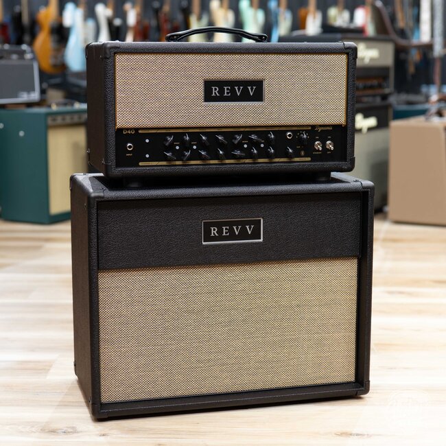 Revv D40 40/10W 6L6 2-Channel Tube Amp Head w/ 1x12 Cab & Speaker Cable – Black