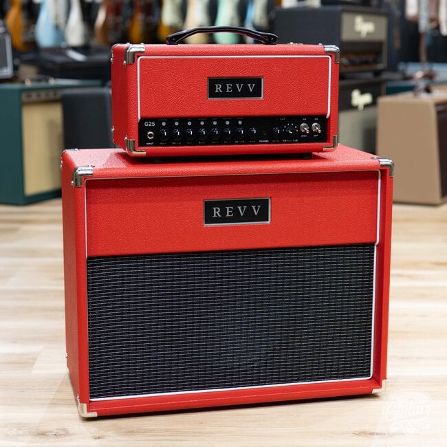 Revv G25 25/4W 2-Channel 6V6 Tube Amp Head w/ 1x12 Cab – Red Bronco