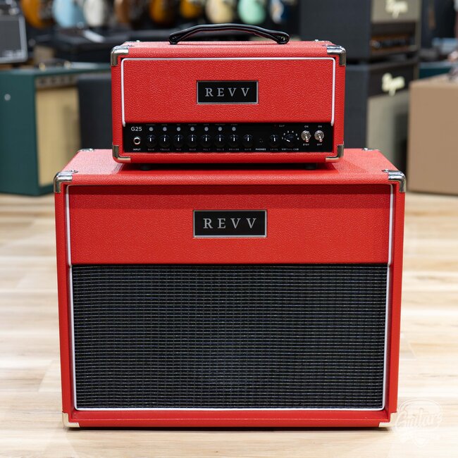 Revv G25 25/4W 2-Channel 6V6 Tube Amp Head w/ 1x12 Cab – Red Bronco