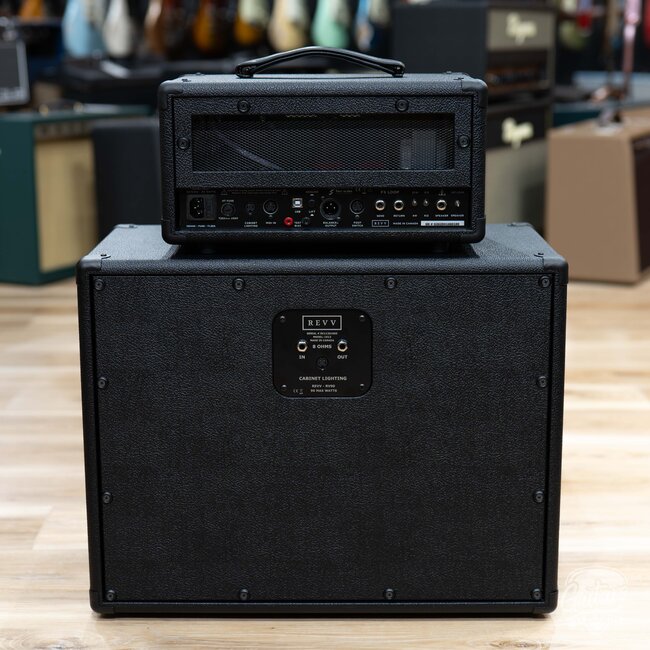 Revv G25 25/4W 2-Channel 6V6 Tube Amp Head w/ 1x12 Cab & Speaker Cable – Black