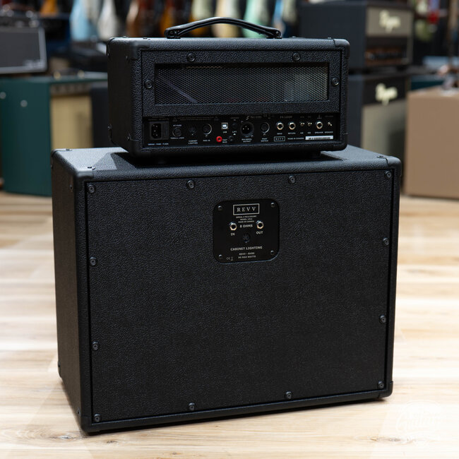 Revv G25 25/4W 2-Channel 6V6 Tube Amp Head w/ 1x12 Cab & Speaker Cable – Black