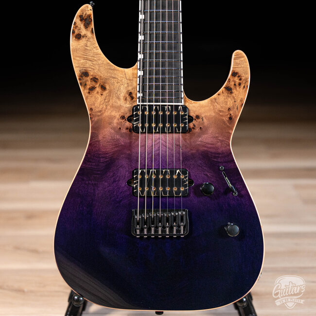 ESP E-II M-II 7 NT Bare Knuckle 7-String Guitar w/ Case – Purple Natural Fade