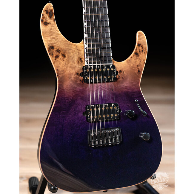ESP E-II M-II 7 NT Bare Knuckle 7-String Guitar w/ Case – Purple Natural Fade