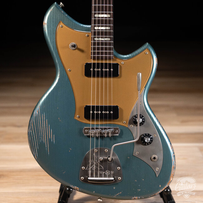 Novo Custom Serus J Fralin P-90 Guitar w/ Block Inlays – Aged Pelham Blue