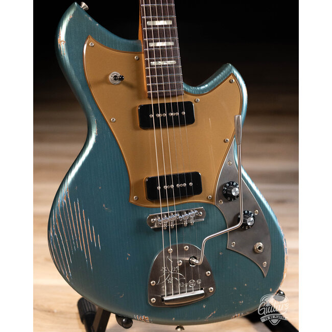 Novo Custom Serus J Fralin P-90 Guitar w/ Block Inlays – Aged Pelham Blue