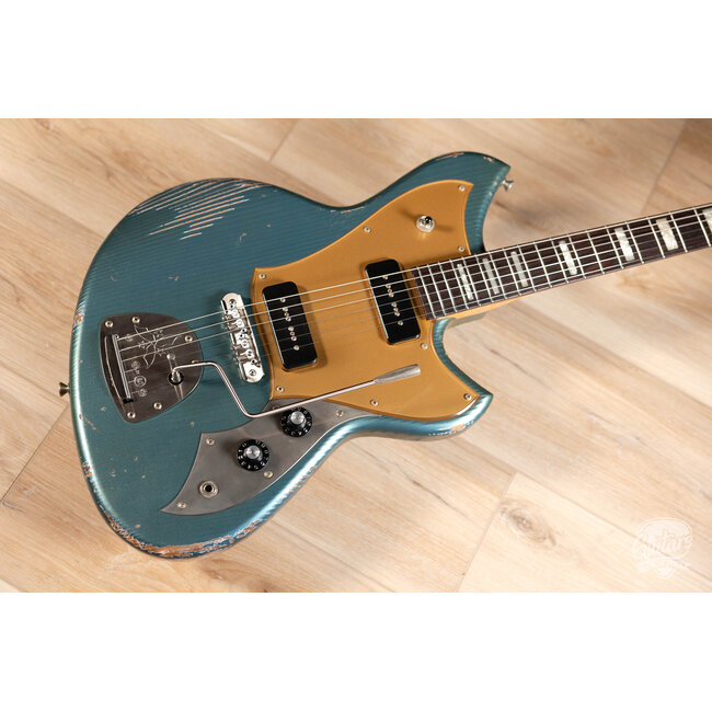 Novo Custom Serus J Fralin P-90 Guitar w/ Block Inlays – Aged Pelham Blue