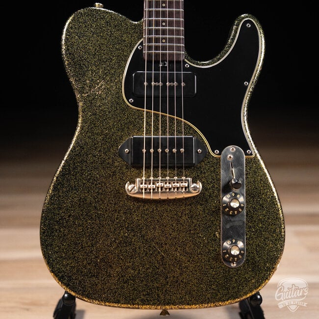 Shabat Lion Special Mahogany Body w/ P-90s & Flame Maple Neck–Gold/Black Sparkle
