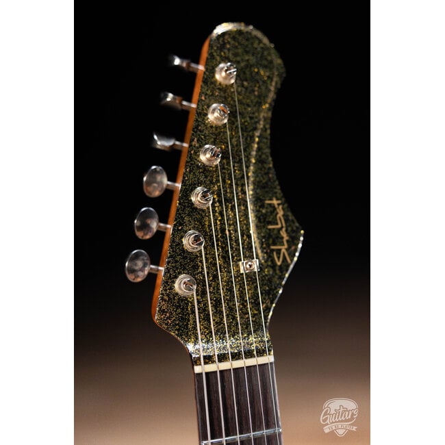 Shabat Lion Special Mahogany Body w/ P-90s & Flame Maple Neck–Gold/Black Sparkle
