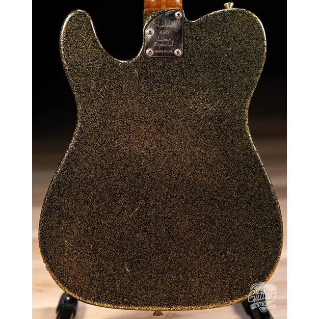Shabat Lion Special Mahogany Body w/ P-90s & Flame Maple Neck–Gold/Black Sparkle