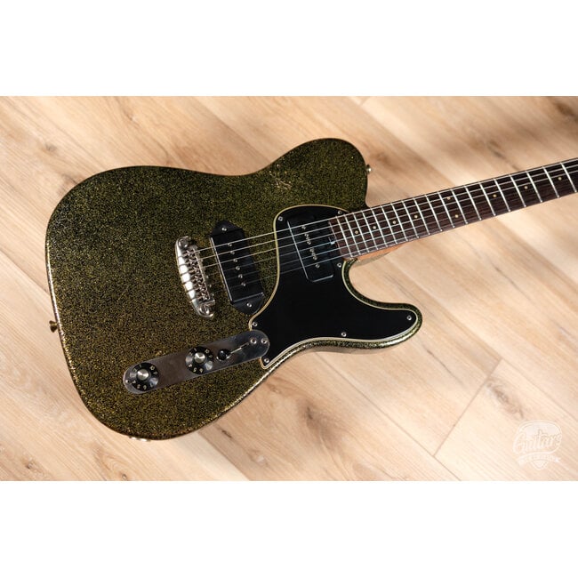 Shabat Lion Special Mahogany Body w/ P-90s & Flame Maple Neck–Gold/Black Sparkle