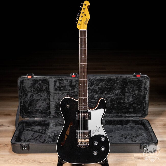 Elliott Raven Standard Spruce Top Semi-Hollow Guitar – Black Sparkle