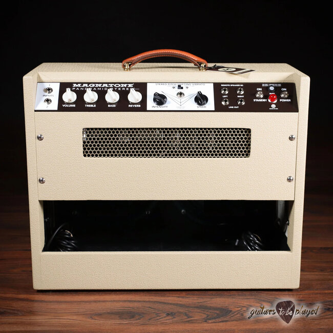 Magnatone Panoramic Stereo 12+12W Vibrato 2x10” Combo Amp – Blonde w/ Oxblood
