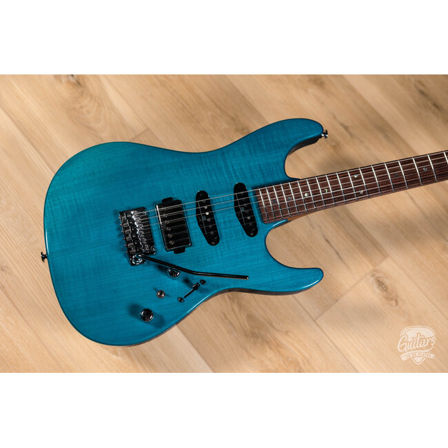 Ibanez MMN1 Martin Miller Signature Guitar w/ Case – Transparent Aqua Blue