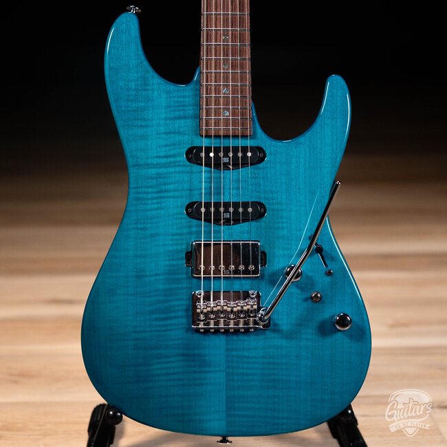 Ibanez MMN1 Martin Miller Signature Guitar w/ Case – Transparent Aqua Blue
