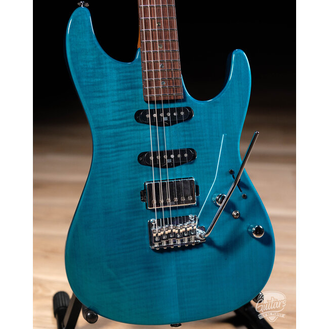 Ibanez MMN1 Martin Miller Signature Guitar w/ Case – Transparent Aqua Blue