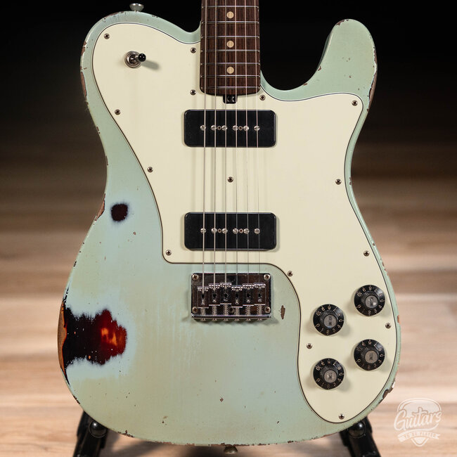 Friedman Vintage T Alder P-90 Guitar w/ Rosewood – Daphne Blue over 3-Tone Burst